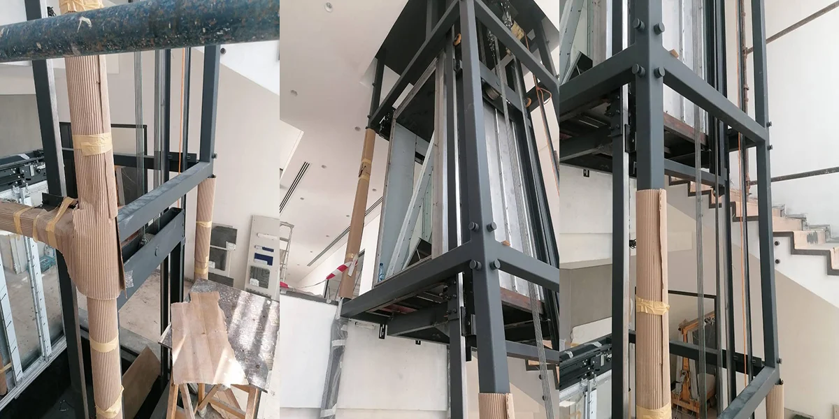 محاذاة سكك التوجيه أثناء تركيب المصعد