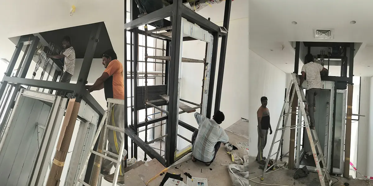 بئر مصعد فولاذي خارجي مع حزمة طقس